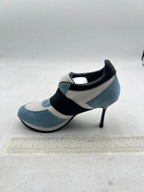 Blue Sneaker Heels for Women High Heel Dressy Round T-Toe Comfort Stiletto Suede